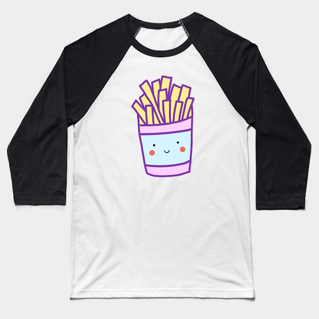 Kawaii French Fries (Pastel) Baseball T-Shirt by designminds1